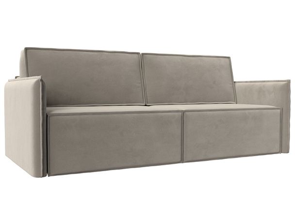 Диван прямой Либерти (полностью микровельвет бежевый) - Вид 1