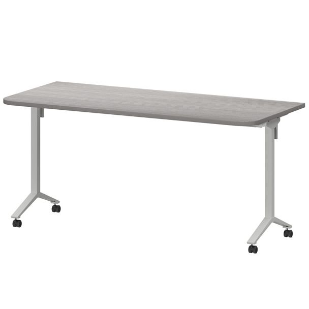 Стол мобильный складной радиусный МБ25-160.70Р Лиственница/Белый 1600x700x750 Моби - Вид 1