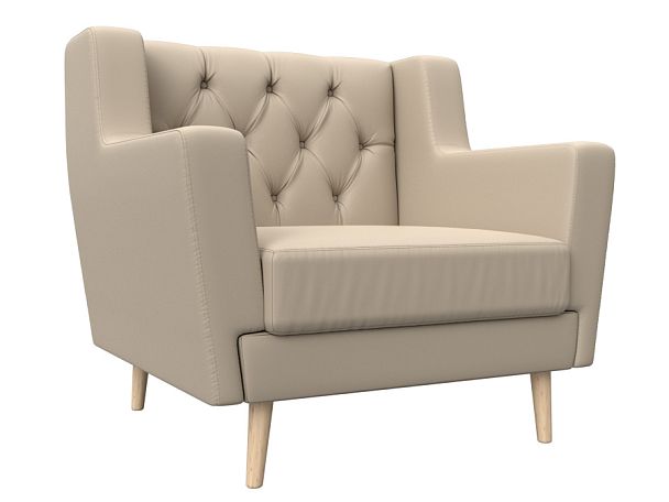 Кресло Брайтон Люкс (полностью экокожа бежевая) - Вид 1