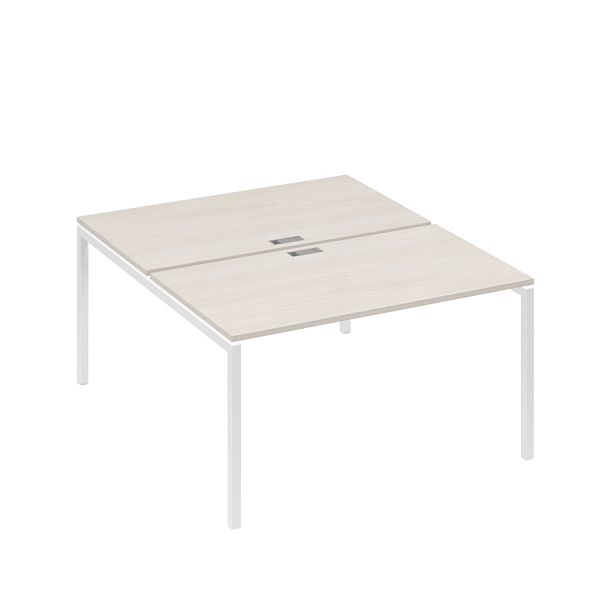 Рабочая станция 2х140 с металлокаркасом DUE A4 А4 Б2 177 БП дуб / металлокаркас белый - Вид 1