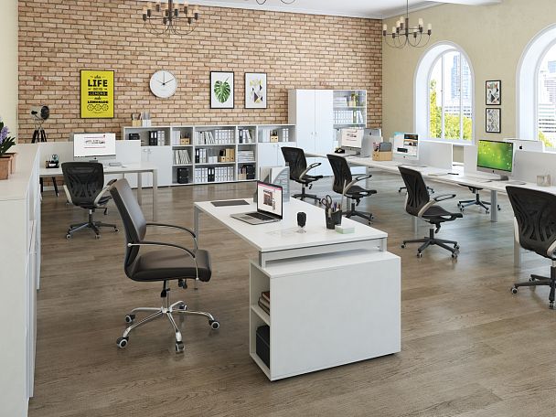 Рабочая станция на 2 стола продольная Tess Metal 320x80x75 орех - Вид 7