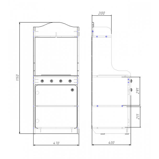 Уголок-кухня Аленушка, модуль №3, цветной фасад - Вид 2