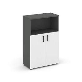 Style Project Шкаф средний широкий SN.STS.E-201 Антрацит/Антрацит/Белый/Черный Ручки 796*400*1203 - Фото предпросмотра