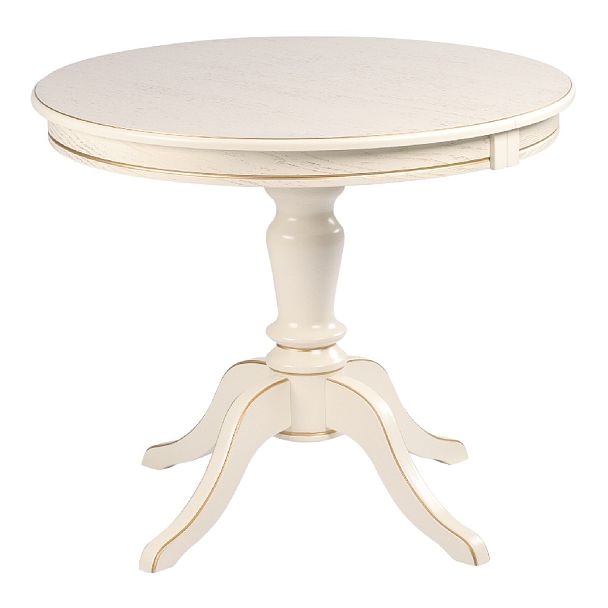 Обеденная группа стол Элат D90(130)х90х76 Слоновая кость с золотой патиной и 2 стула Арктос Слоновая кость с золотой патиной/Бежевый жаккард - Вид 2