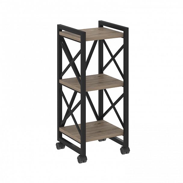 Стеллаж на колесах "Loft" VR.L-MST.K-3.4 тиквуд темный/черный - Вид 1