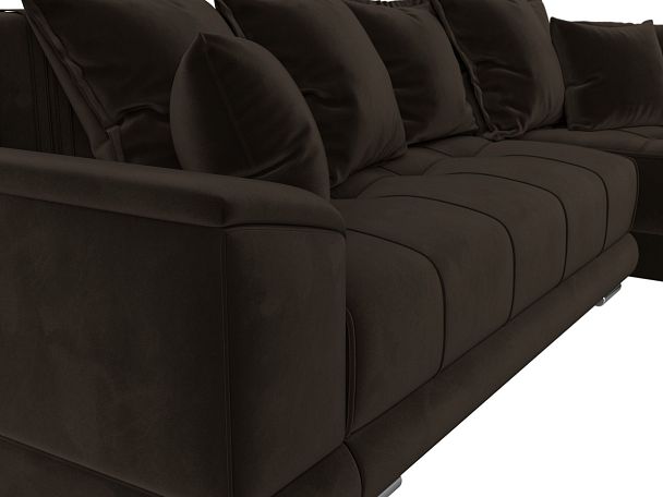 Угловой диван НордСтар правый угол Микровельвет коричневый - Вид 3