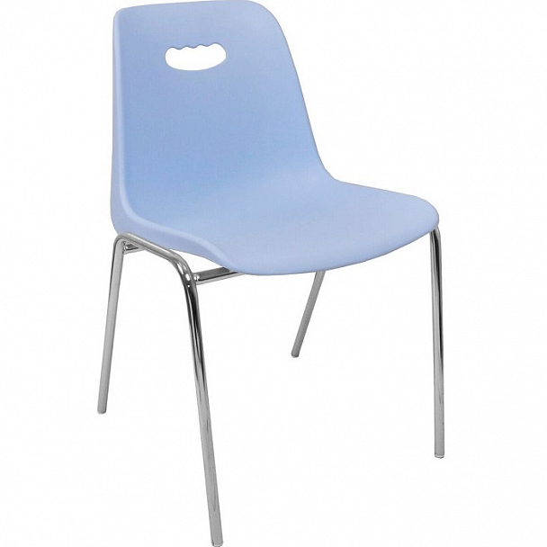 Стул Venezia (4 ножки) каркас хром, голубой, стопируемый - Вид 1