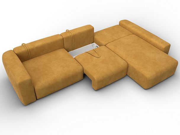Диван угловой Лига-066 НПБ Лонг угол правый Велюр желтый - Вид 9