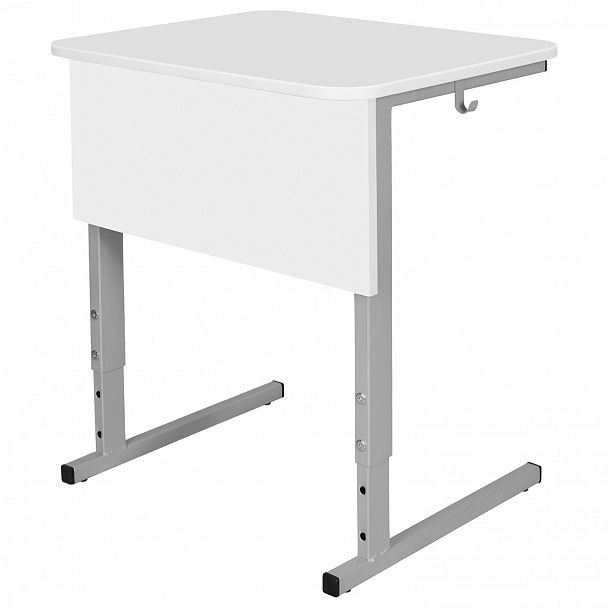 Парта СУТ.54, одноместная, регулируемая, серый каркас, ЛДСП белая, гр.4-6 - Вид 3