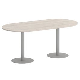 Home Office Стол овальный VR.SP-5-180.1 Денвер светлый/Серый металл 1800*900*753 - Фото предпросмотра