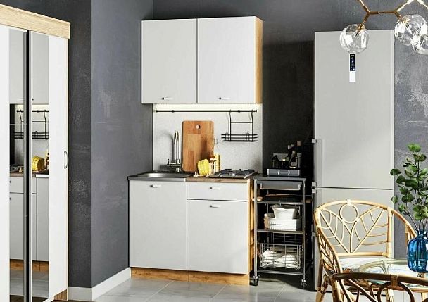 кухня Дана 1,0 дуб крафт золотой/белый - Вид 3