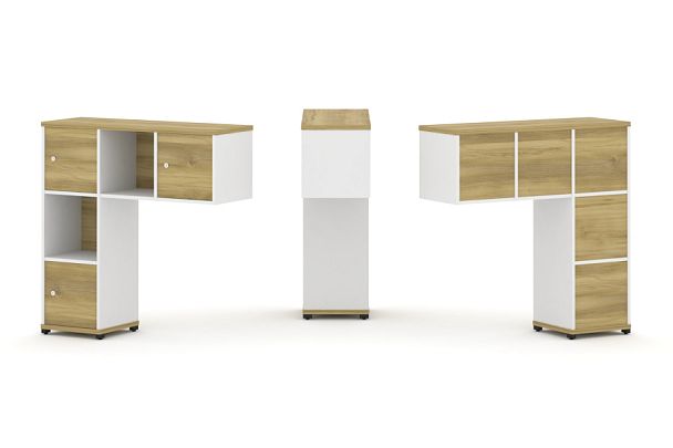 Concept Надставка низкая CN.ONN-002 Дуб Винченцо/Белый Бриллиант/Металл Черный 1099*365*1130 - Вид 1