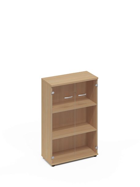 Шкаф средний со стеклом A4 А4 9366 БП натуральный дуб - Вид 1