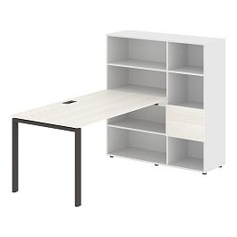 Стол-стеллаж EURST 1215 Ясень Траун/Мокко/Белый 1990х1250х1355 EDIS - Фото предпросмотра