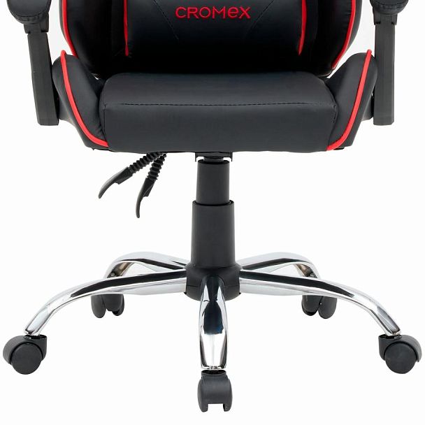 Кресло компьютерное CROMEX "Joker GM-125", две подушки, экокожа, черное/красное, 532954 - Вид 18