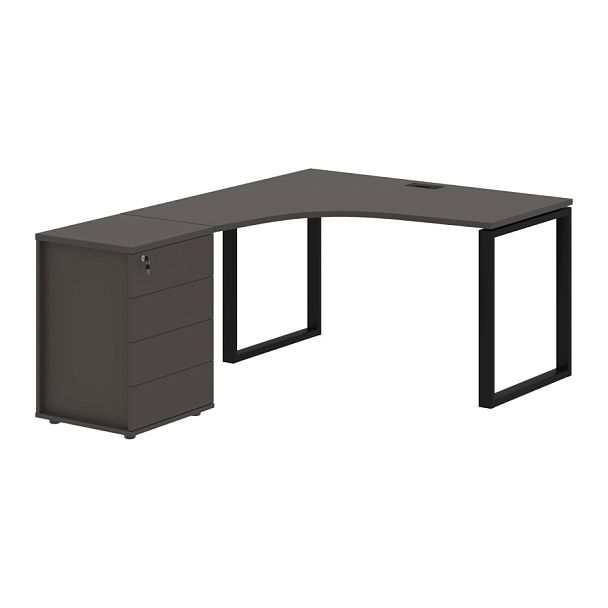 Стол эргономичный с тумбой EQCET 1318(L) Мокко/Черный 1360х1880х750 EDIS - Вид 1