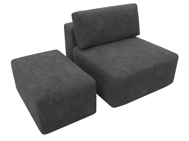 Модули диван и пуф Лига-060 НПБ Велюр серый - Вид 6