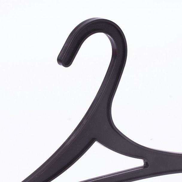 Вешалки-плечики, размер 46-48, КОМПЛЕКТ 3 шт., пластиковые, плоские, перекладина, крючки, черные, ЛЮБАША, 605547 - Вид 7