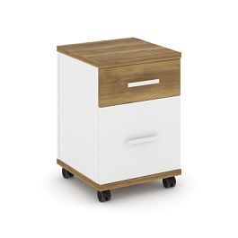 Concept Тумба мобильная 1 ящ.+1 распаш. фасад CN.TUM-009 W Сандал Янтарный/Белый Бриллиант/Металл Белый 420*420*615 - Фото предпросмотра