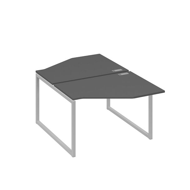 Станция каркас QUATTRO столы (2х120) эргономичные Техно A4 А4 Б4 186 БП антрацит премиум / металлокаркас серый - Вид 1