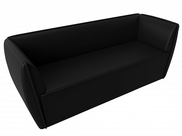 Прямой диван Бергамо 3-х местный (полностью экокожа черная) - Вид 5
