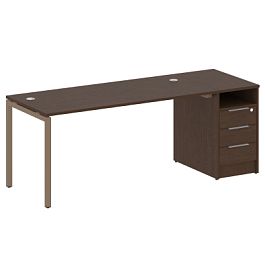 Metal System Quattro Р. ст. с тумбой на П-образном м/к 40БП.РС-СТП-1.4 Венге/Мокко металл 2012*720*750 - Фото предпросмотра