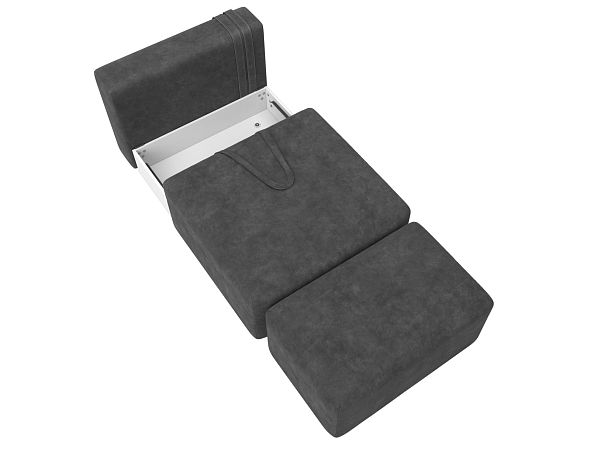 Модули диван и пуф Лига-060 НПБ Велюр серый - Вид 7