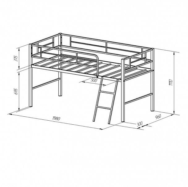 Кровать-чердак "Севилья мини" серый - Вид 2