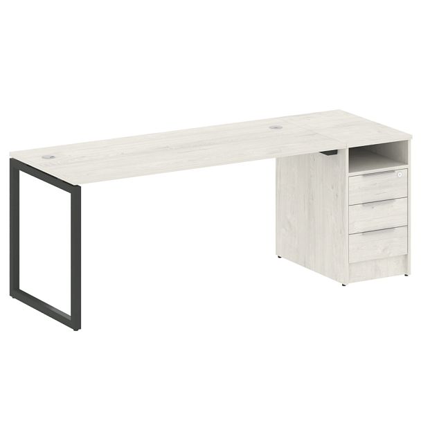 Metal System Quattro Р. ст. с тумбой на О-образном м/к 40БО.РС-СТП-1.4 Дуб наварра/Антрацит металл 2012*720*750 - Вид 1