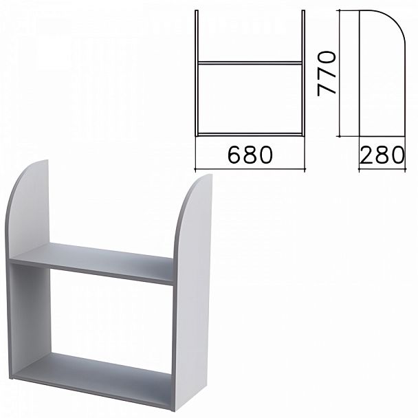 Полка навесная настенная "Монолит", 680х280х770 мм, цвет серый, ПМ40.11 - Вид 1