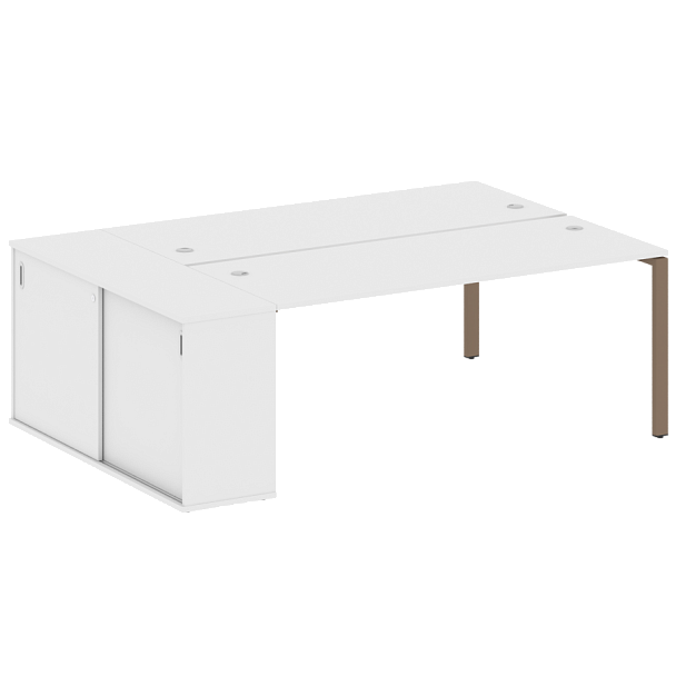 Metal System Р. ст. с шкафом-купе на П-образном м/к БП.РС-СШК-1.5 Т Белый/Мокко металл 2210*1475*750 - Вид 1