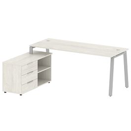 Metal System Р. ст. с тумбой на А-образном м/к БА.РС-СТС-2.5 (L) Дуб наварра/Серый металл 1900*1520*750 - Фото предпросмотра