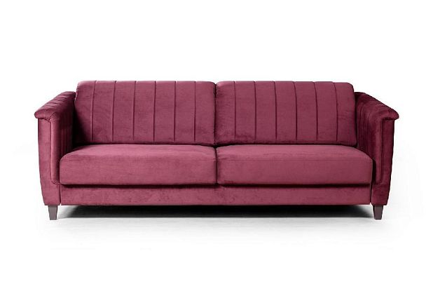 Амстердам диван-кровать трехместный прямой, велюр красный - Вид 2