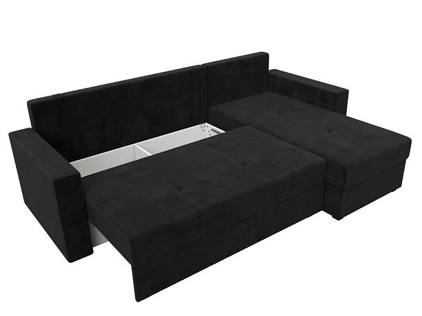 Диван угловой Верона Лайт угол правый (полностью велюр черный) - Вид 7