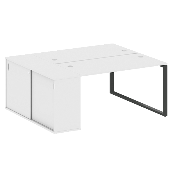 Metal System Р. ст. с шкафом-купе на О-образном м/к БО.РС-СШК-1.3 Т Белый/Антрацит металл 1810*1475*750 - Вид 1