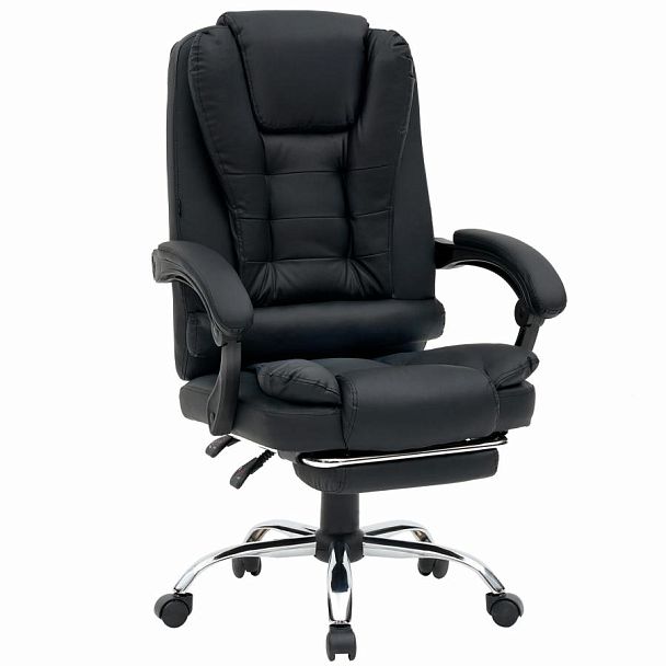 Кресло офисное CROMEX "Chill MS-005", с функцией вибромассажа, подножка, экокожа, черное, 532958 - Вид 2