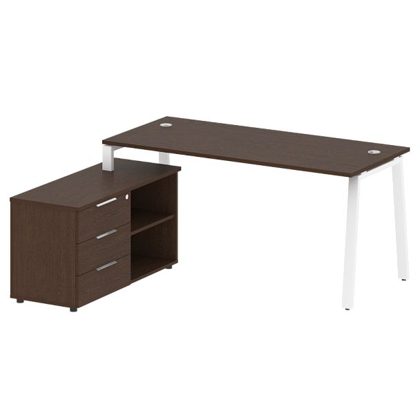 Metal System Р. ст. с тумбой на А-образном м/к БА.РС-СТС-2.4 (L) Венге/Белый металл 1700*1520*750 - Вид 1