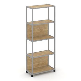 Shelf Mobile Стеллаж 5 уровней 1 секция VR.LT-STK-505.10 Тиквуд Светлый/Металл Серый 1000*400*2000 - Фото предпросмотра