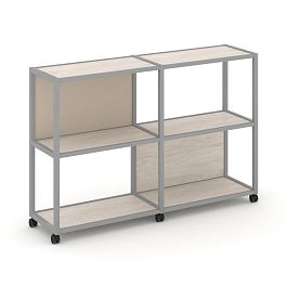 Shelf Mobile Стеллаж 3 уровня 2 секции VR.LT-STK-312.08 Денвер Светлый/Металл Серый/W-04 1570*400*1046 - Фото предпросмотра