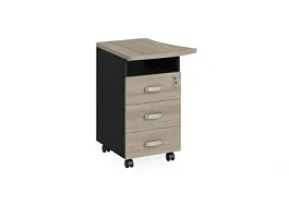 БЕРЛИН / BERLIN Тумба приставная левая 570х600х740 Шорвуд/Черный - Фото предпросмотра