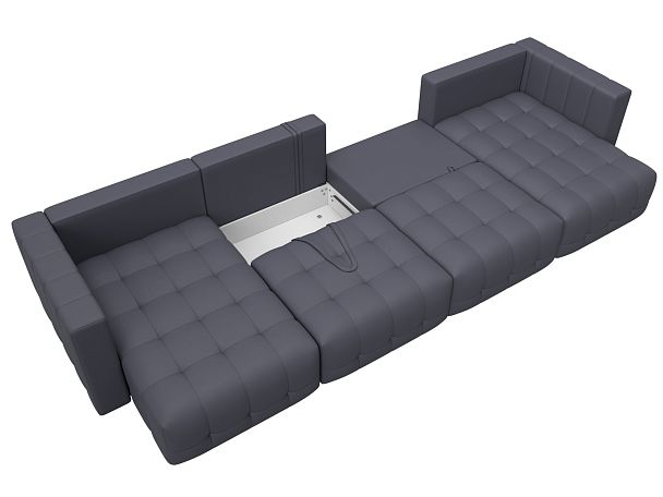 Диван П-образный Лига-052 НПБ Лонг Экокожа серый - Вид 8