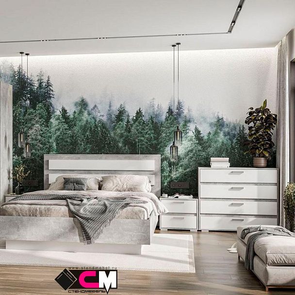 Денвер КМ-01 Комод (995х836х354) ателье светлый/белый - Вид 3