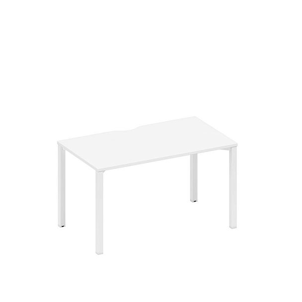 Стол письменный на металлокаркасе, столешница с вырезом Space+ А1 БГ 024.2 БП белый премиум / белый гладкий - Вид 1