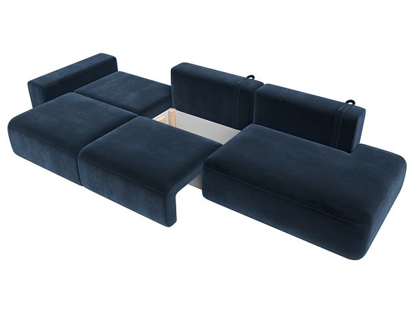 Диван прямой Лига-036 НПБ Модерн Лонг подлокотник слева Велюр синий - Вид 8
