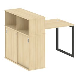 Metal System Quattro Стол письменный с шкафом-купе на О-образном м/к 40БО.РС-СШК-3.1 Т Акация/Антрацит металл 1410*1120*1098 - Фото предпросмотра