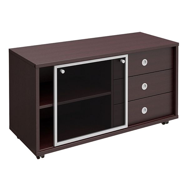 Тумба выкатная 3 ящика без замка стеклянная дверь-купе "Борн" В 202-552 дуб шамони - Вид 3