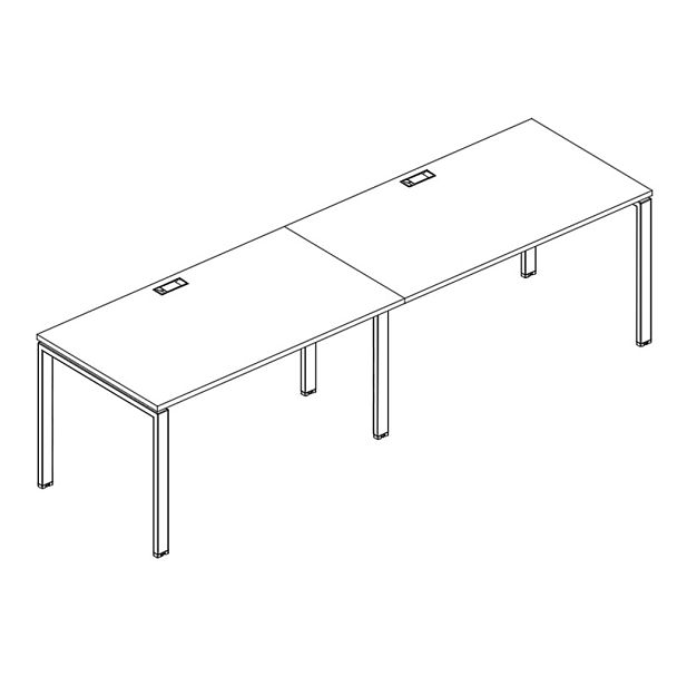 Станция на каркасе UNO столы 2х140 A4 А4 Б1 024-2 БП натуральный дуб / металлокаркас серый - Вид 3