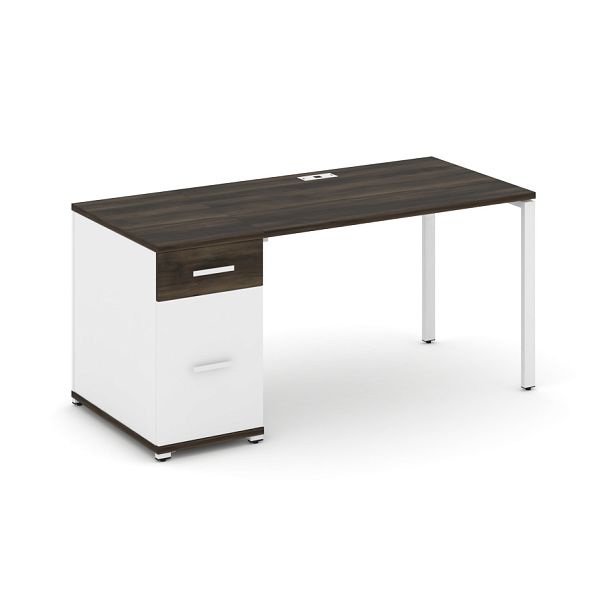 Concept Стол рабочий с 1 опорной тумбой CN.SP-406 W Дуб Мали/Белый Бриллиант/Металл Белый 1600*720*750 - Вид 1