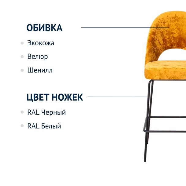 Стул барный Маллин, велюр Palermo gold 10, ножки металл - Вид 7