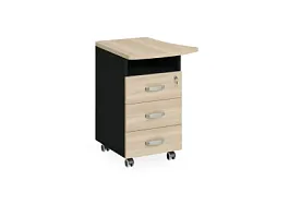 БЕРЛИН / BERLIN Тумба приставная левая 570х600х740 Акация/Черный - Фото предпросмотра